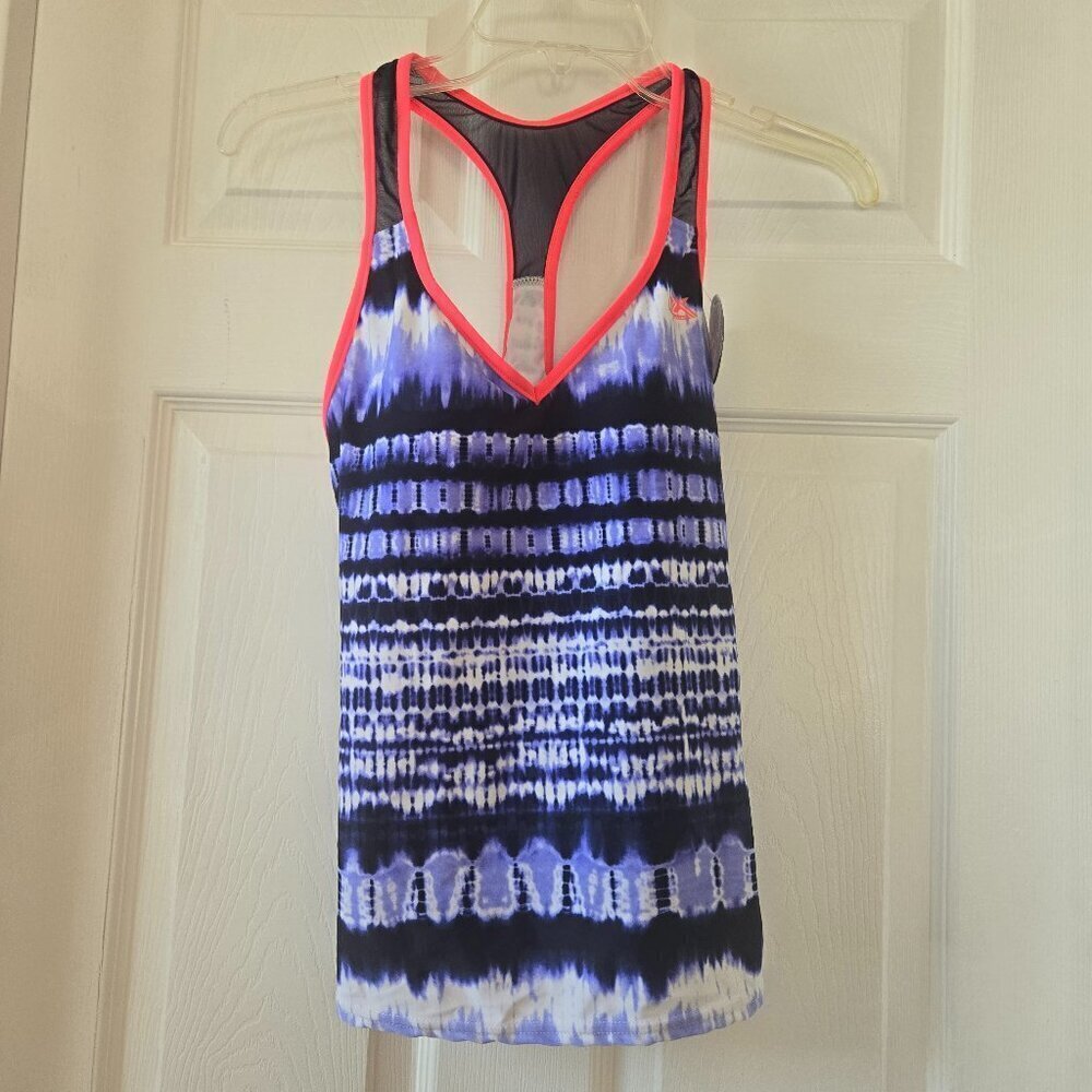 ZeroXposur Women Midnight Blue Pink Trim Racerback Padded Bra Tankini Swim Top 8